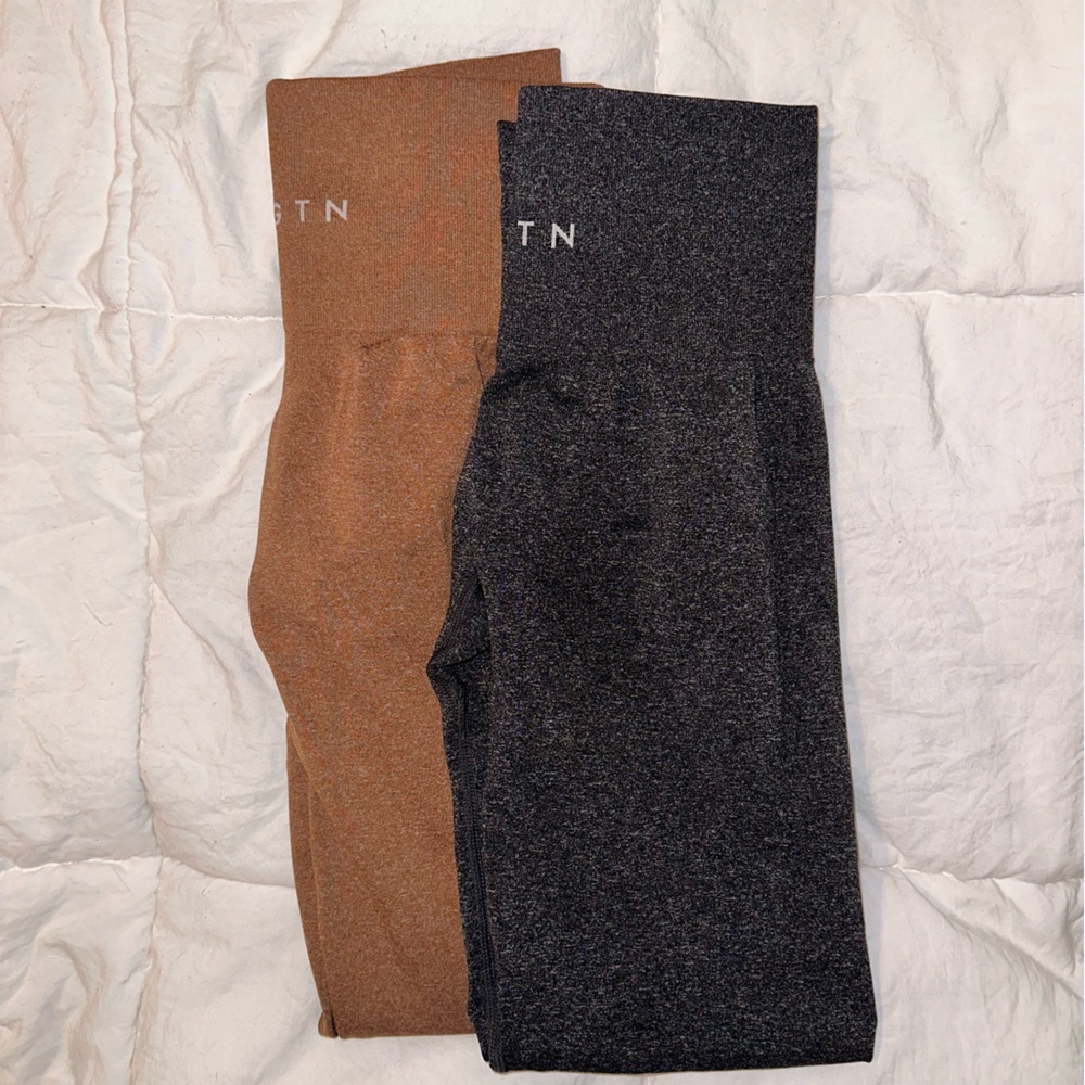 NVGTN SEAMLESS LEGGINGS XS BROWN AND SPECKLED BLACK